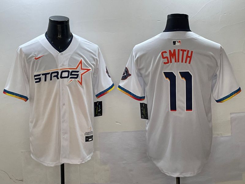 Men Houston Astros 11 Smith White Fourth generation Joint Name 2025 Nike MLB Jersey style 8